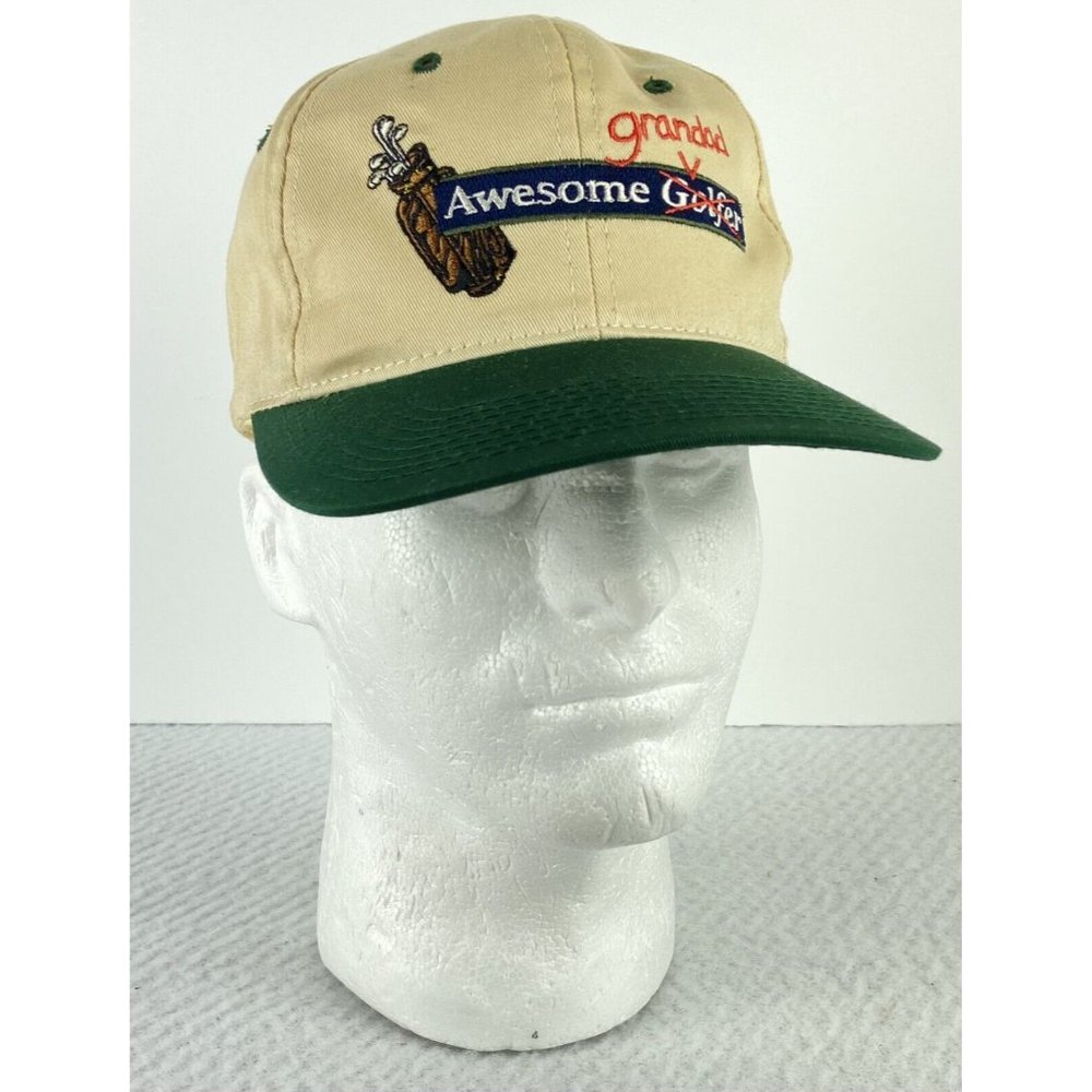 Cap Hat Golfer Grandad Tan Green Snapback Adjustable Novelty Gift